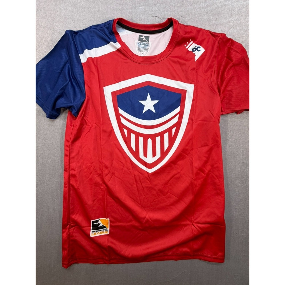 New Overwatch League D.C Men Shirt America Shield Red Blue Size Large